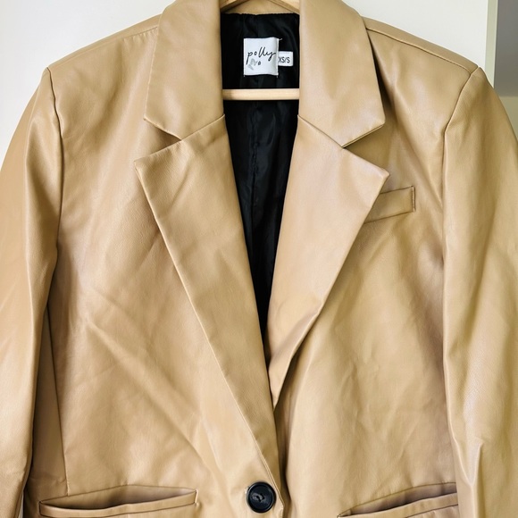 Princess Polly Faux Leather Blazer in Tan, size XS/S - Picture 3 of 7
